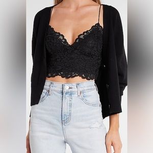 Express Black All-Over Lace Crop Cami Size M